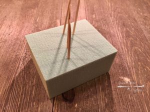 Floral foam toothpick stand for paper bead making