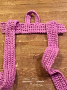 Crochet backpack straps folded over