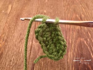 Crochet Leaves Pattern: Slip Stitch into turning chain at top of leaf.