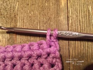 Insert hook into stitch and pull up a loop.