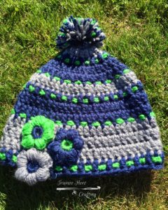 Stripey Flowered Seahawks Hat