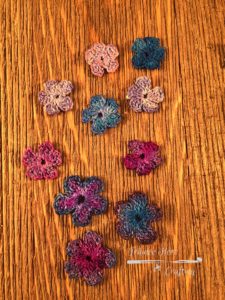 Coloring crochet flowers with Sharpies!
