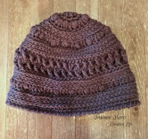 Textured crochet hat, winter picnic hat ready for an outing!